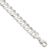 Sterling Silver 11.9mm Concave Beveled Curb Chain